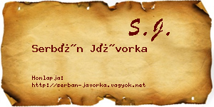 Serbán Jávorka névjegykártya